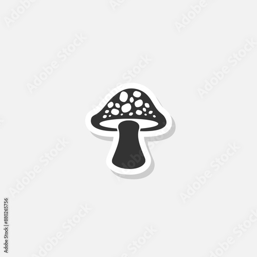 Mushroom logo sticker isolated on gray background