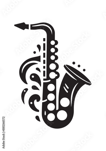 saxophone silhouette isolated on white background vector illustration