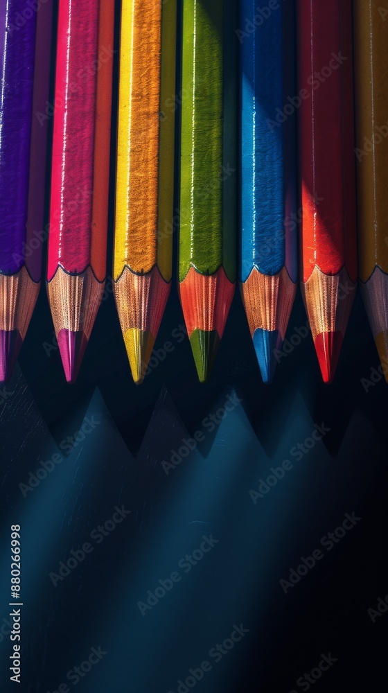 A set of colorful pencils arranged in a gradient from purple to blue, showcasing vibrant hues and textures, symbolizing creativity and artistic expression. A set of colorful pencils arranged in a gradient from purple to blue, showcasing vibrant hues and textures, symbolizing creativity and artistic expression.