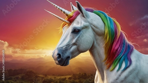 This rainbow-colored creature shows its beauty and majesty, but although it appears in the form of a horse, this creature is a unicorn and a fantasy creature.
