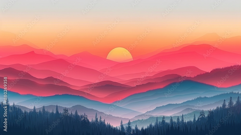 Mountain landscape. Sunrise in the mountains. Mountain landscape. Sunrise in the mountains.