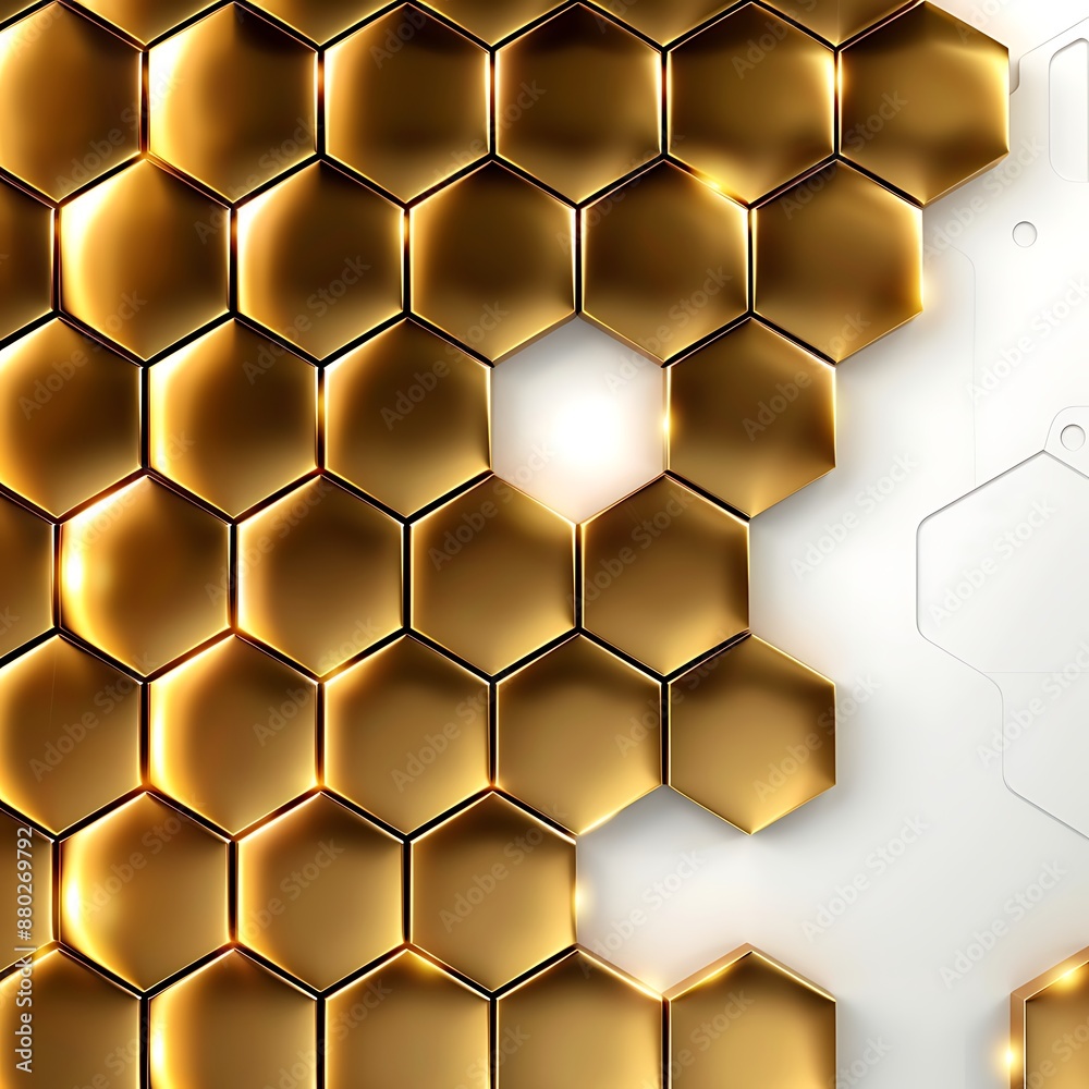 Abstract 3d gold hexagons background pattern, Generative AI Abstract 3d gold hexagons background pattern, Generative AI