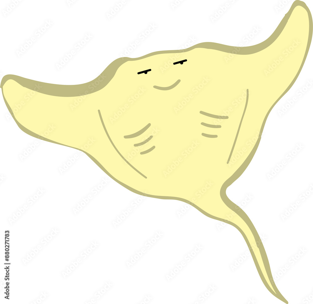 cute stingray cartoon, fish sea animal.