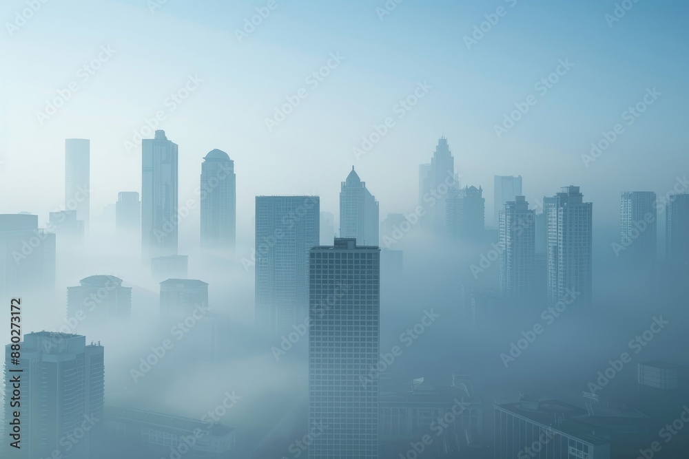 Obraz premium Misty Skyline Cityscape