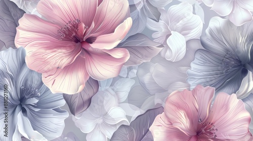 Elegant floral pattern in pastel colors, suitable for creative industries.