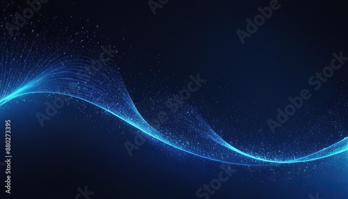 Abstract wave of particles. Blue shiny technology background. illustration with blue dots 2211