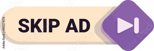 Skip ad button with arrow allowing user to skip advertisement on website or application