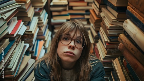 Overwhelmed Librarian Surro...