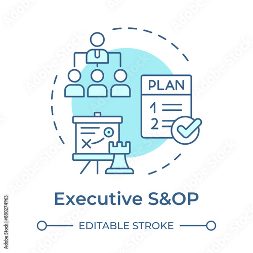 Executive SOP soft blue concept icon. Business team meeting. Strategic planning. Project management. Round shape line illustration. Abstract idea. Graphic design. Easy to use article