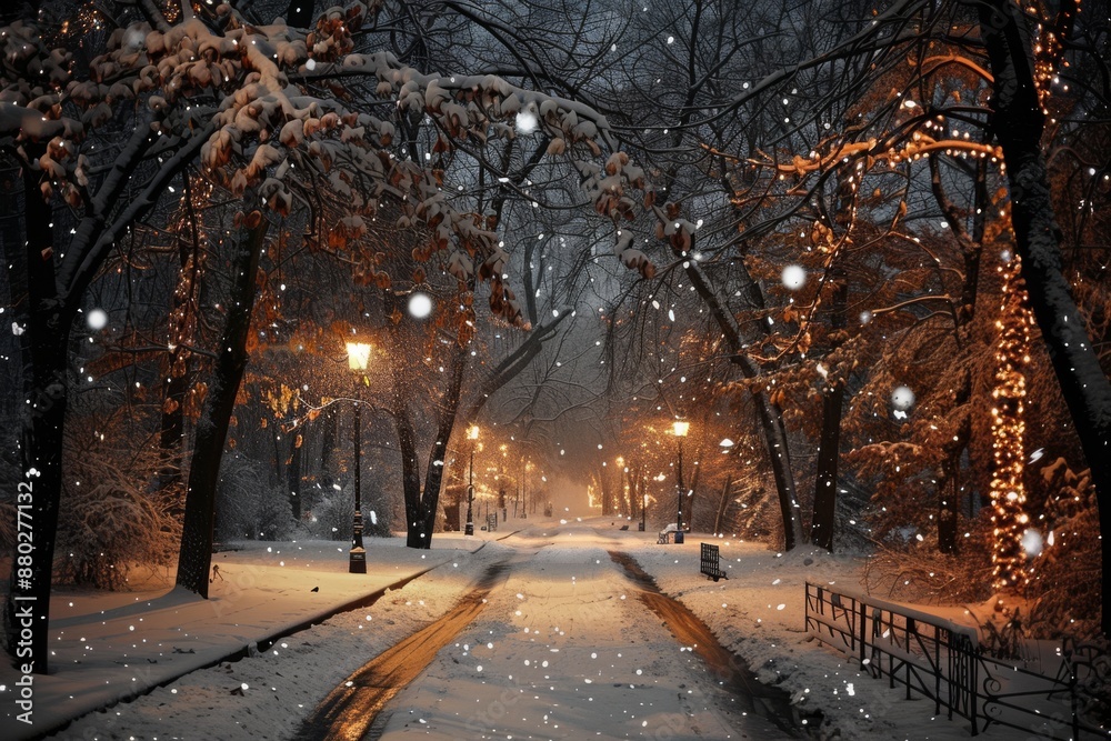 Snowy Evening in the City Park Snowy Evening in the City Park