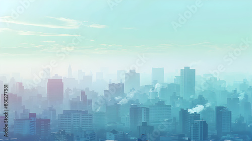 Background featuring a cityscape with heavy air pollution 