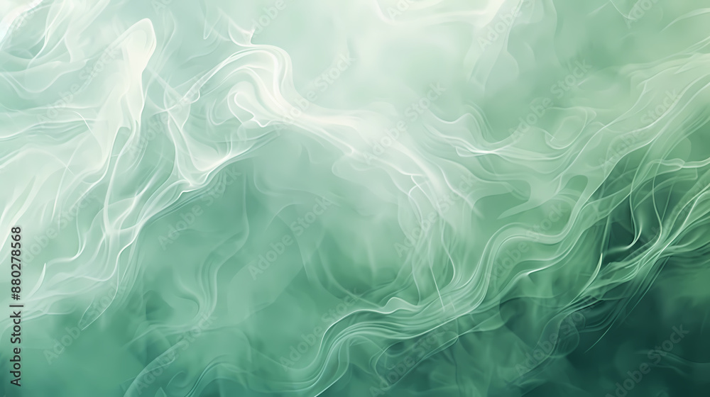 Abstract green and white smoke background with wavy, flowing lines and soft, ethereal atmosphere. Abstract green and white smoke background with wavy, flowing lines and soft, ethereal atmosphere.