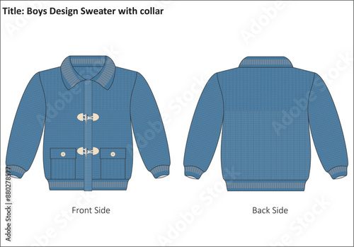 boys collar Sweater with pocket & design.