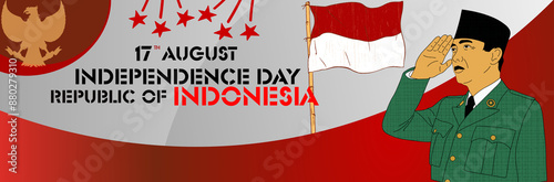 Indonesian independence day greeting card illustration