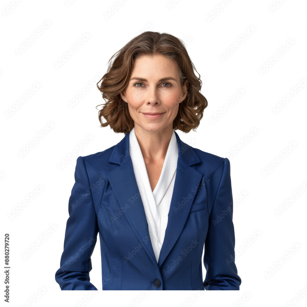 friendly businesswoman 40 years old in a blue suit isolated on transparent background friendly businesswoman 40 years old in a blue suit isolated on transparent background