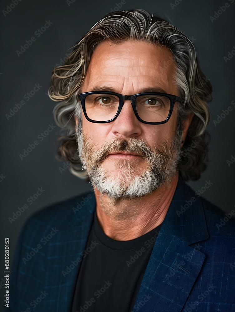 Retrato de hombre mayor con gafas y barba Retrato de hombre mayor con gafas y barba
