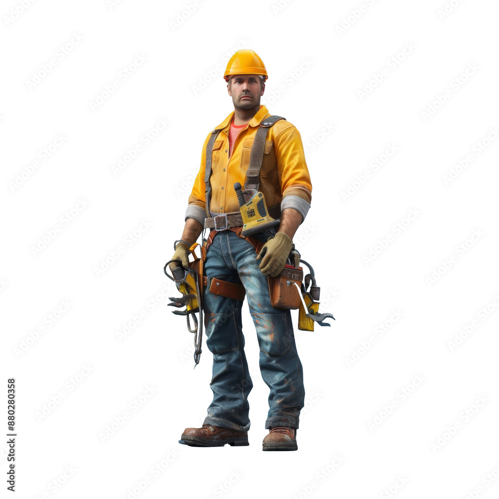 construction worker isolated on transparent background