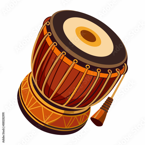 Mridangam musical silhouette vector art illustration with white background