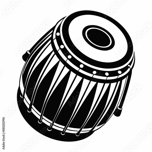 Mridangam musical silhouette vector art illustration with white background