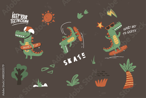 corocodile skate graphic  asset elements