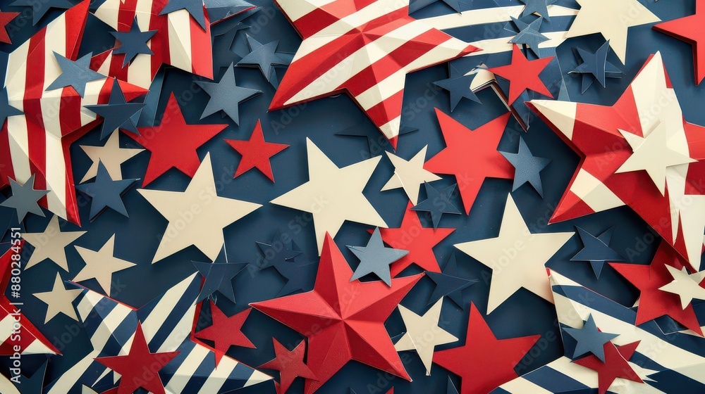 Patriotic background with red, white, and blue stars and stripes.