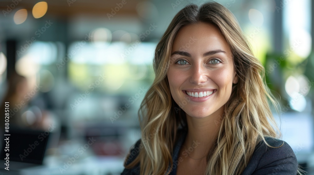 Smiling Woman in a Professional Setting Smiling Woman in a Professional Setting