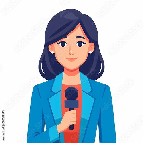 News reporter with microphone vector illustration isolated on white background