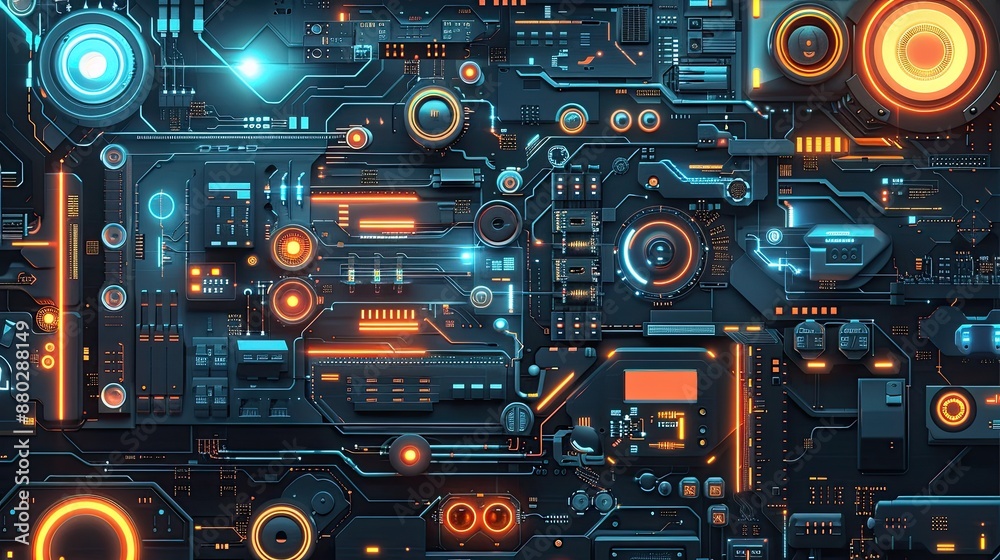 Futuristic tech elements with sleek lines and glowing effects. Futuristic tech elements with sleek lines and glowing effects.