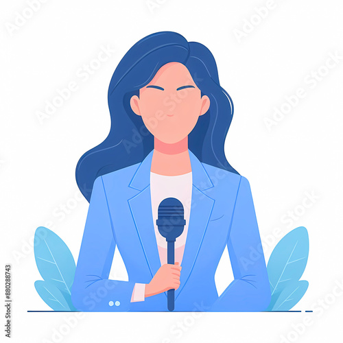 News reporter with microphone vector illustration isolated on white background