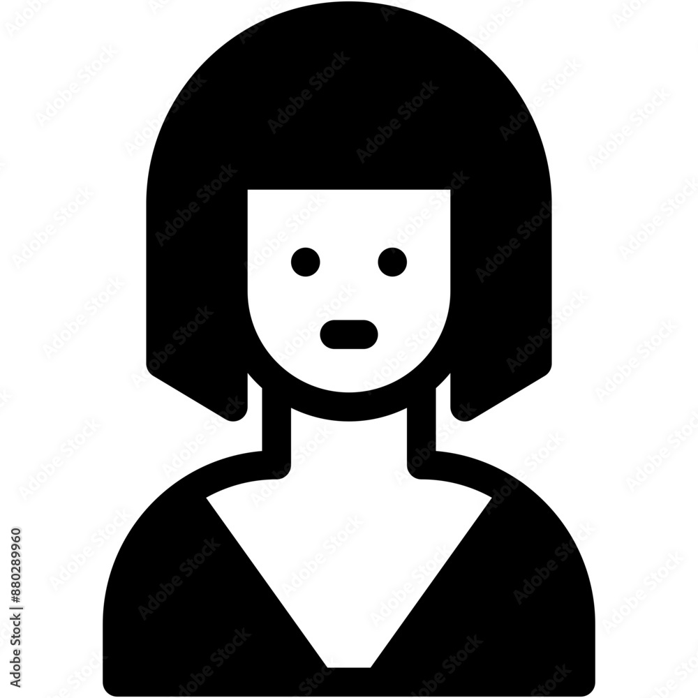 Vector Icon Girl, short hair, user, woman, profile Vector Icon Girl, short hair, user, woman, profile