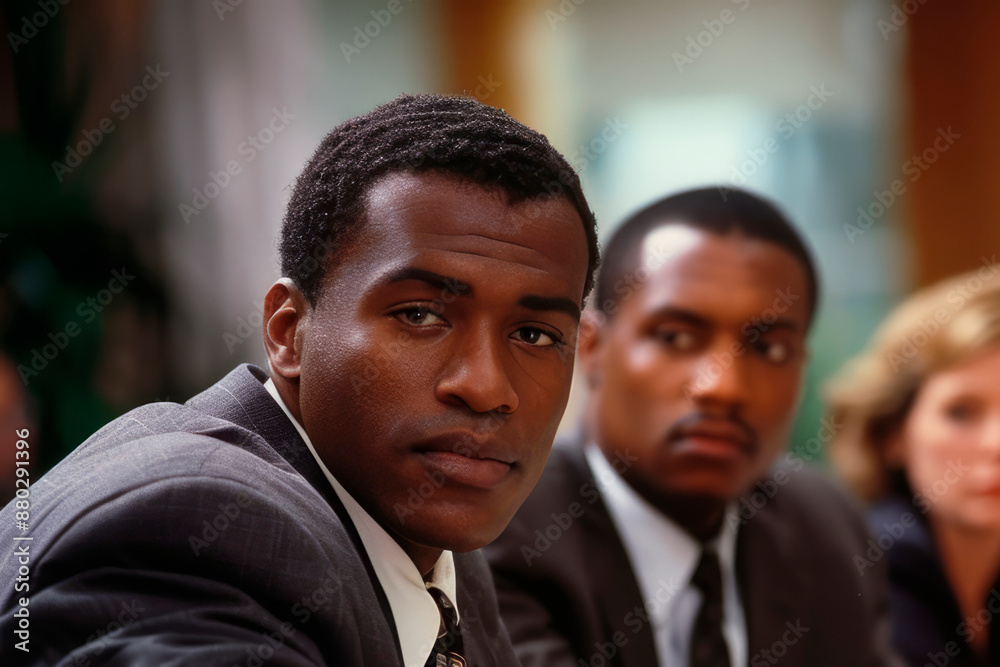 Business meeting with attendees in formal attire, attentively listening and taking notes, indicating a productive and serious work environment. Business meeting with attendees in formal attire, attentively listening and taking notes, indicating a productive and serious work environment.