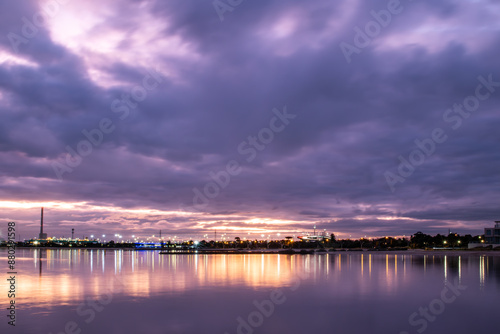 Wallpaper Mural Waterfront Industry with purple sunset, Port Melbourne Torontodigital.ca