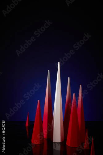 Canvas-taulu Red pyramids transitioning into white