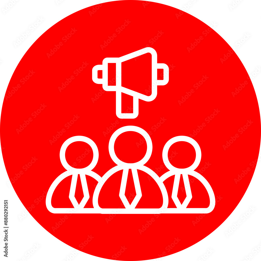 Fototapeta premium Marketing Team Vector Line White Circle Red