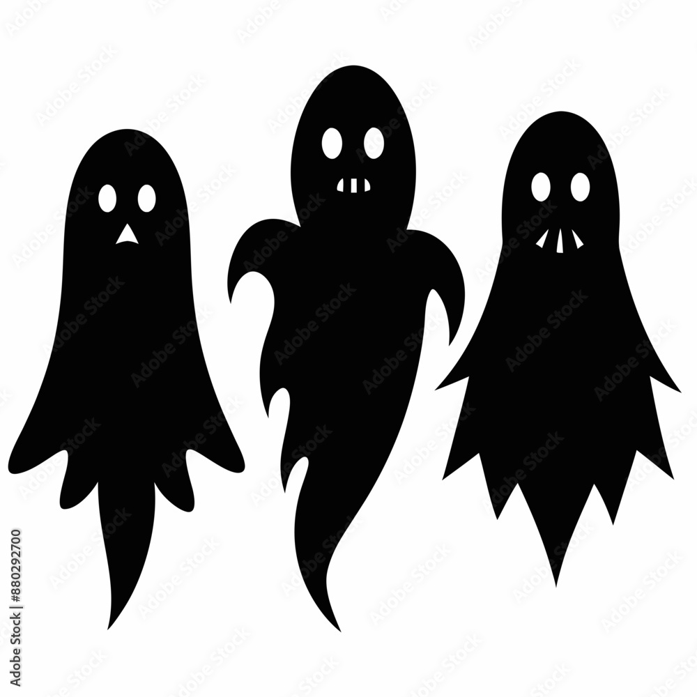 Halloween Cute Ghost silhouette set Halloween Cute Ghost silhouette set