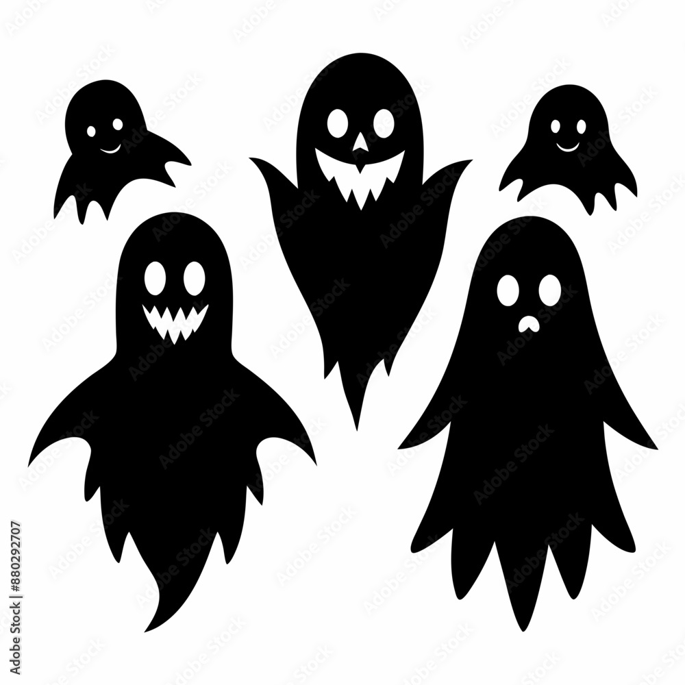 Halloween Cute Ghost silhouette set Halloween Cute Ghost silhouette set