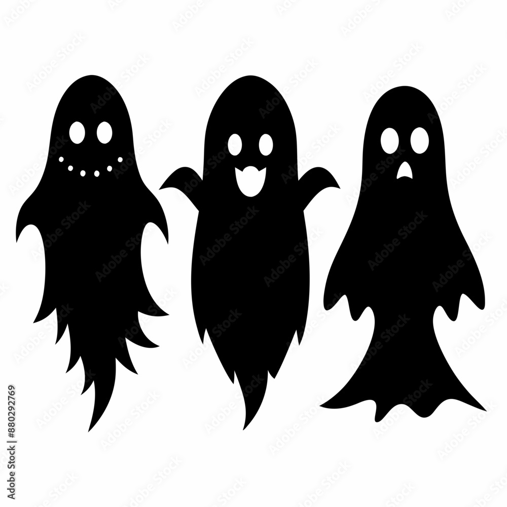 Halloween Cute Ghost silhouette set Halloween Cute Ghost silhouette set