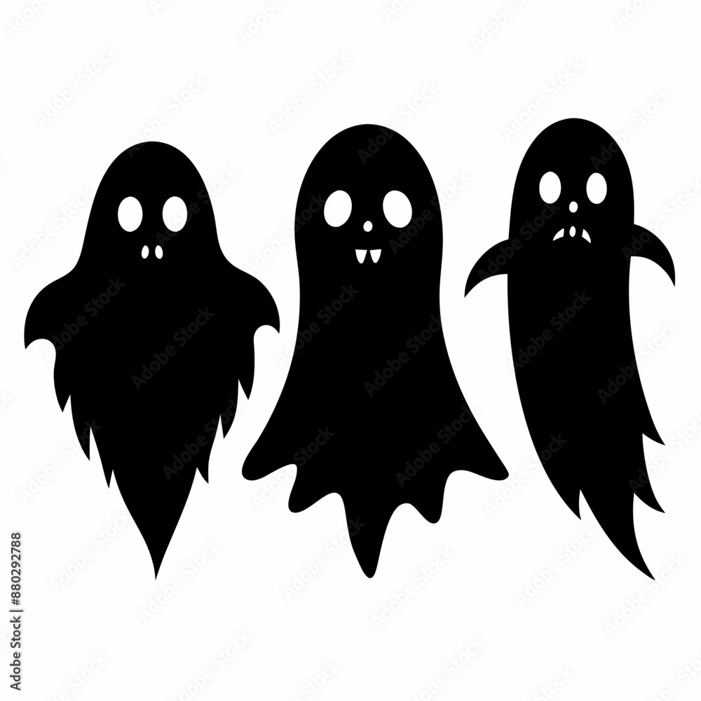 Halloween Cute Ghost silhouette set Halloween Cute Ghost silhouette set