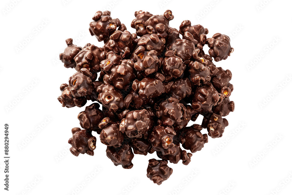 Chocolate popcorn isolated on transparent background Chocolate popcorn isolated on transparent background