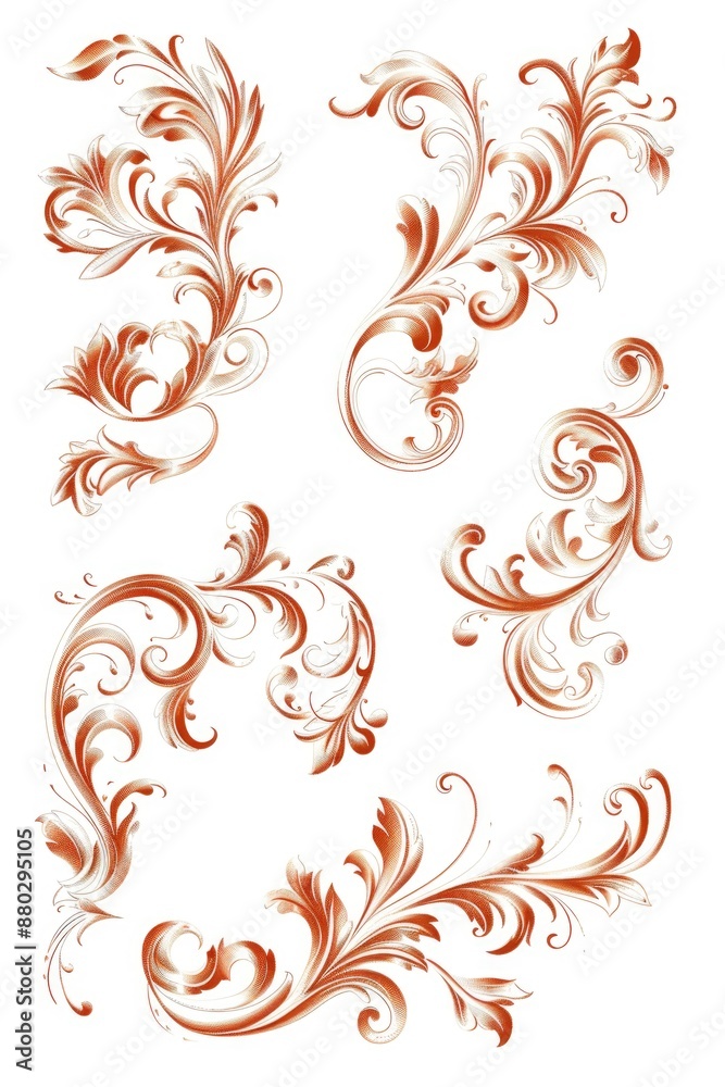 A set of floral designs on a white background, suitable for use in editorial or advertising content A set of floral designs on a white background, suitable for use in editorial or advertising content
