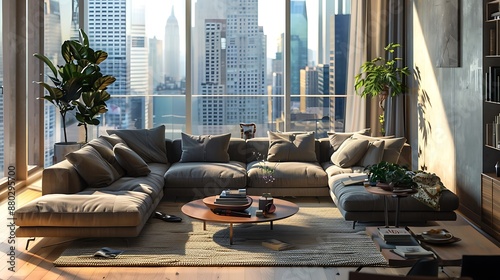 modern living room with a table