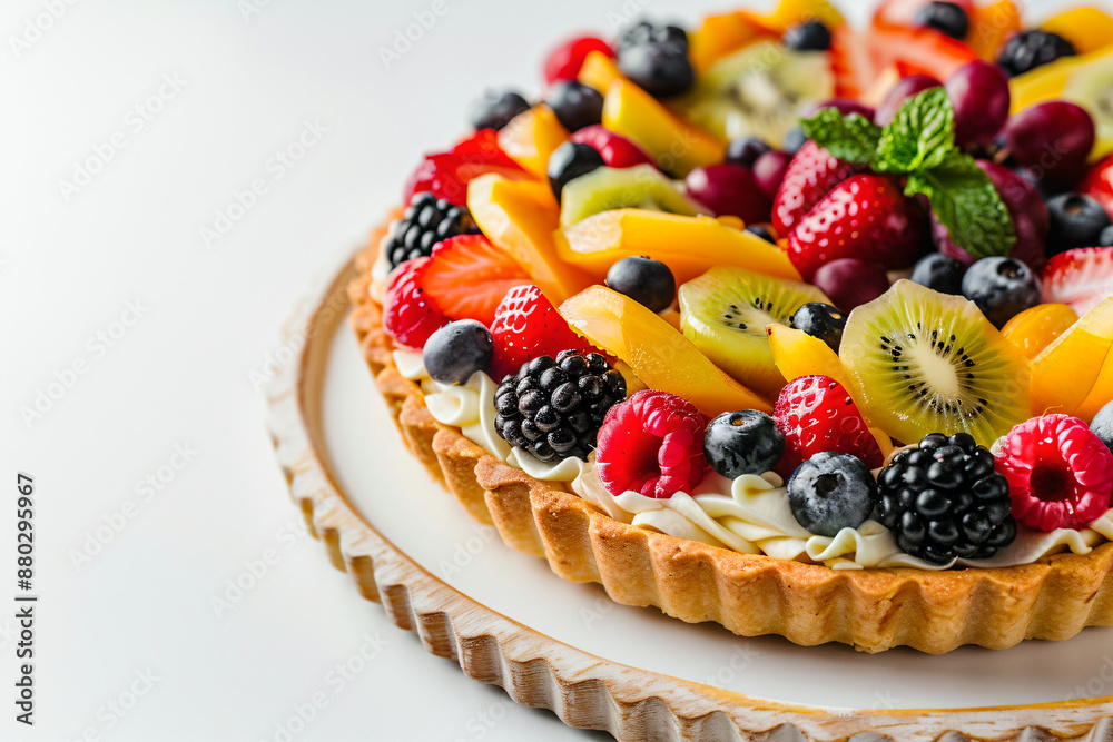 a fruit tart with a variety of berries on top a fruit tart with a variety of berries on top