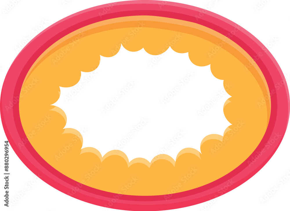 Oval speech bubble with scalloped edge in a modern flat style making an important statement Oval speech bubble with scalloped edge in a modern flat style making an important statement