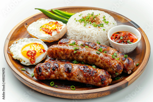 a plate of food with rice  meat  and vegetables photo