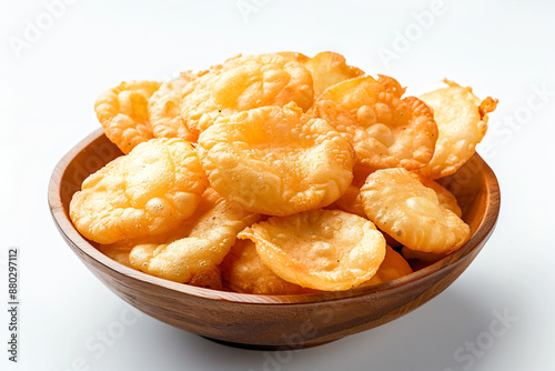 a bowl of fried food on a white surface photo