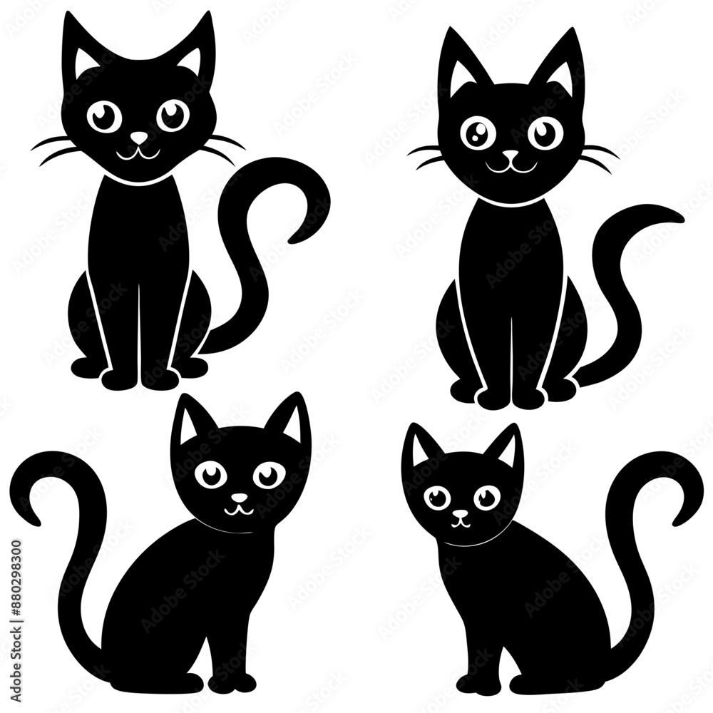 Halloween Black Cute Cat silhouette set Halloween Black Cute Cat silhouette set