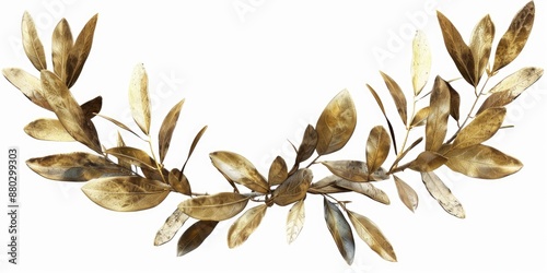 A wreath of leaves on a white background, suitable for decoration and design