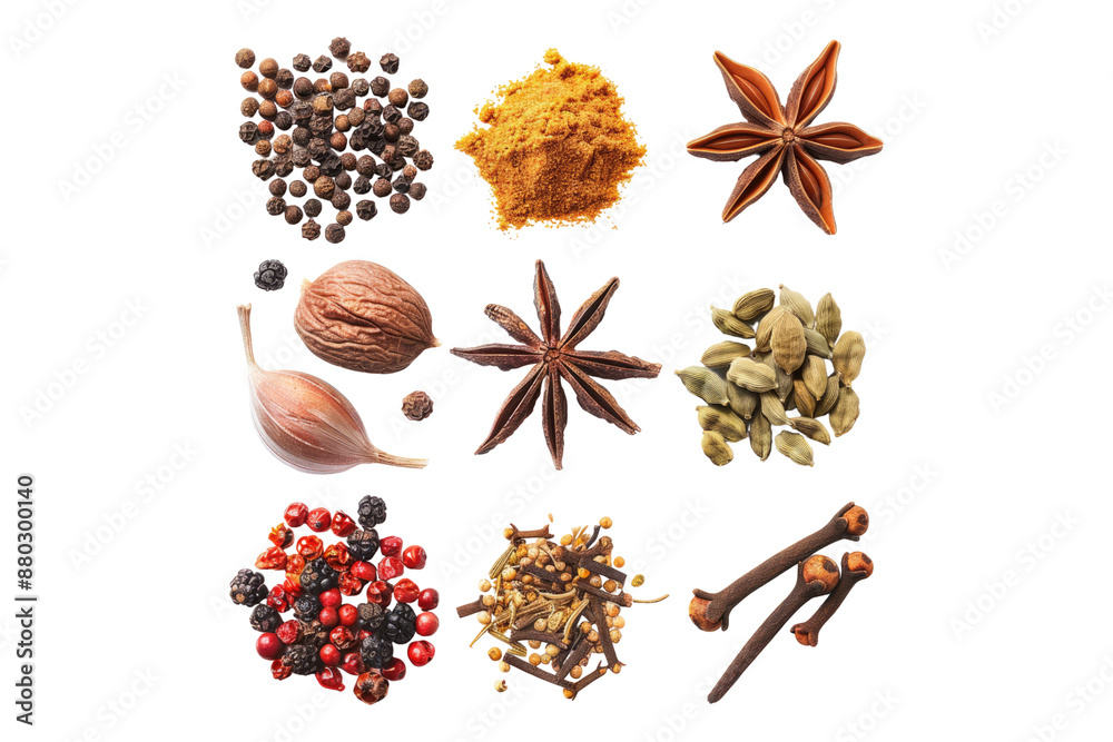 Different spices isolated on transparent background Different spices isolated on transparent background