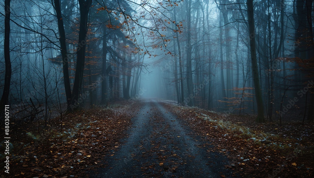 Obraz premium Mystical Forest Path in Fog