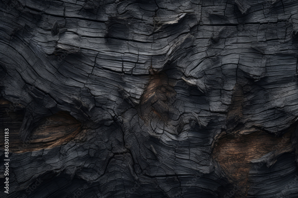 Processed collage of old black tree bark surface texture. Background for banner, backdrop